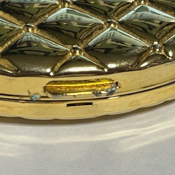 VTG Gold Tone Oval Compact Double Mirror Case 2.75"x2.25" - Picture 13 of 13